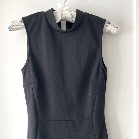 TOPSHOP little black fitted dress French style size 2 turtle neck - Picture 2 of 8